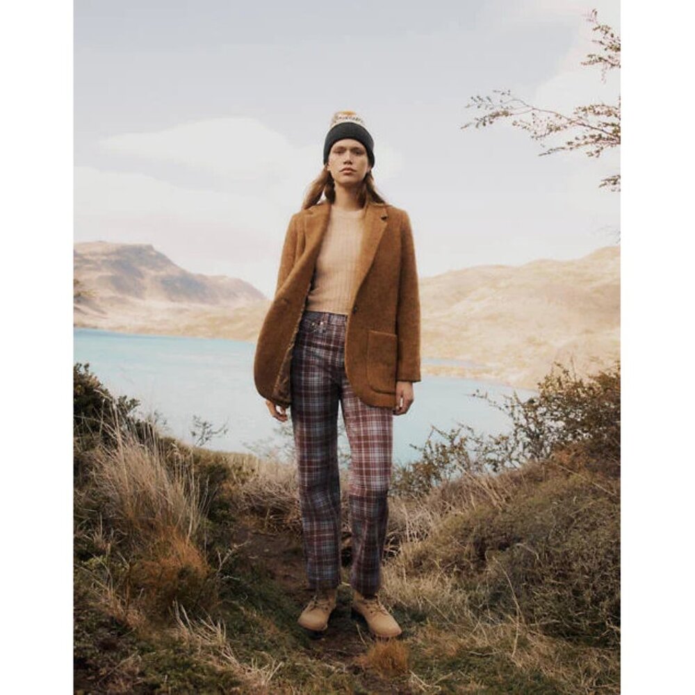 NWT Madewell Perfect Vintage Straight jean in cabernet plaid